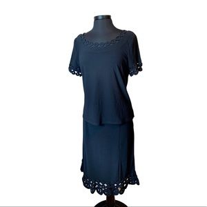 Oscar Black Matching Skirt and Top Set By Oscar De La Renta